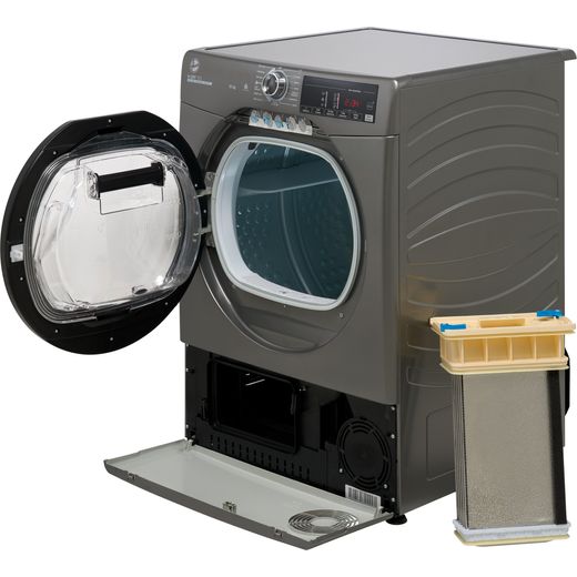Hoover H-DRY 350 HRE C10TBER-80 Wifi Connected 10Kg Condenser Tumble Dryer - Graphite - Door open